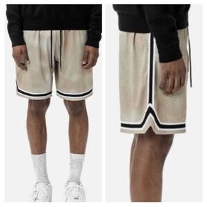 John Elliott Tan Tie Dye Basketball Mesh Shorts Medium